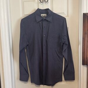 Wrangler Men's Navy Checkered Button Down Shirt